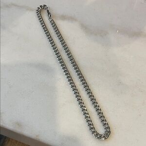 HZMAN STAMPED Silver Stainless Cuban Chain Necklace SIZE 16 BRAND NEW